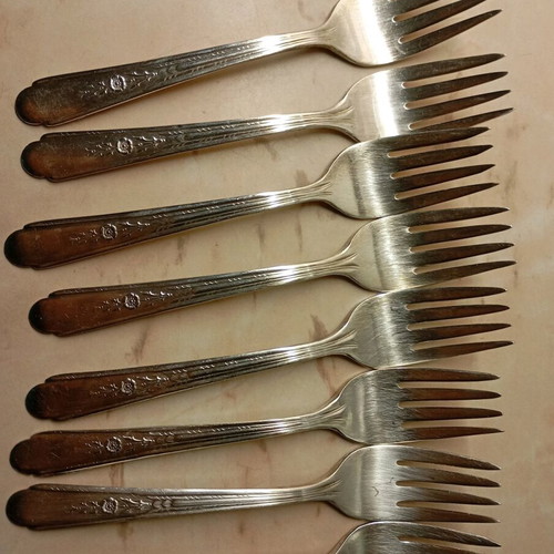 Silver-plated forks used, vintage from 1940
