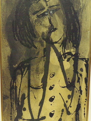 Tzizmetzoglou painting female figure oil on cardboard