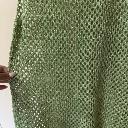 H&M beachwear knitted mini dress with glitter and sequins light green, new