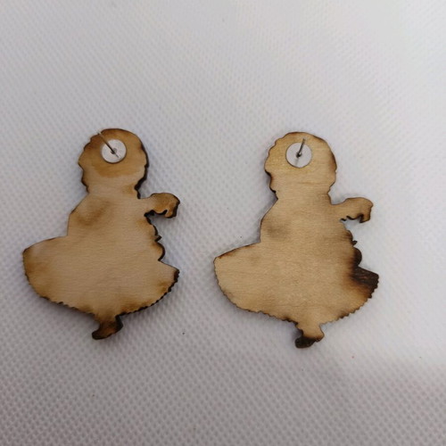 Anna Frozen earrings new, wooden with stainless steel clasp