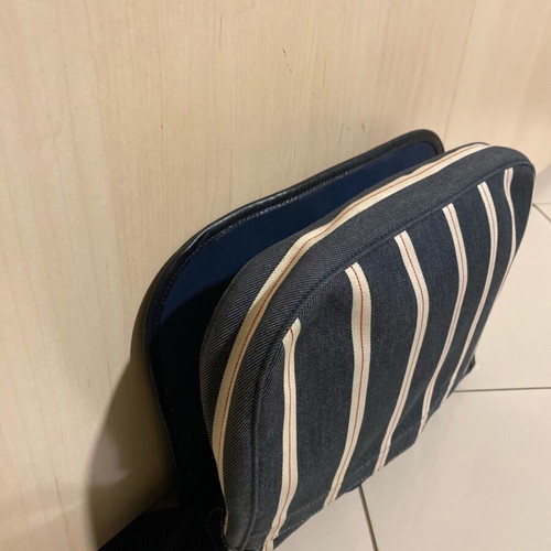 Longchamp shoulder bag like new, denim with white and blue stripes