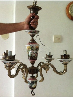 Vintage chandelier for 4 bulbs used, decorative design