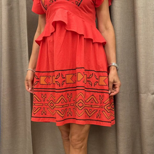 Summer dress handmade, red, Lace brand, size S