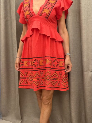 Summer dress handmade, red, Lace brand, size S