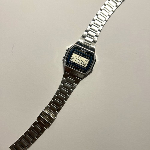 Classic Casio digital watch used with retro design
