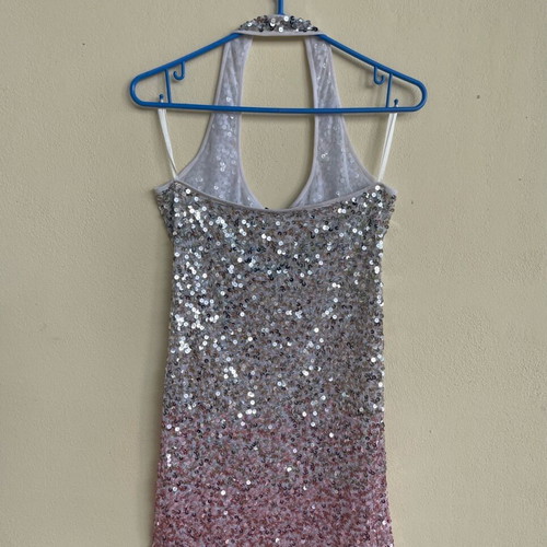 Toi&Moi Mini Dress with Sequins in Nude-Rose and Silver, Size Small, Like New