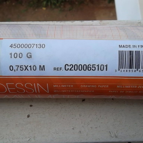 Millimeter paper roll new 0.75 x 10 m