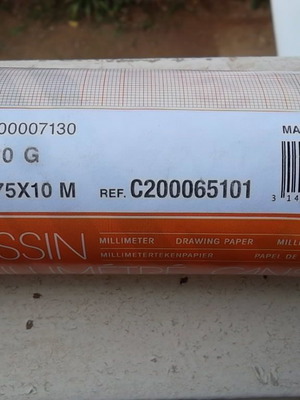 Millimeter paper roll new 0.75 x 10 m