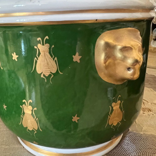 French porcelain cachepot used imperial style with Napoleon emblems
