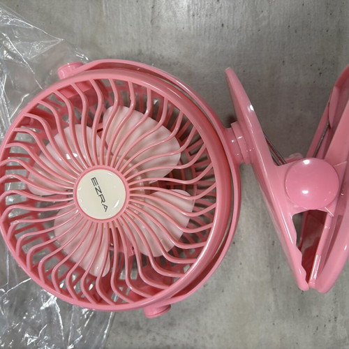 Portable pink fan with clip, new