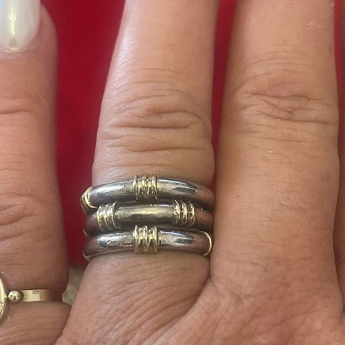 Silver-gold ring 925 585 used, size 54
