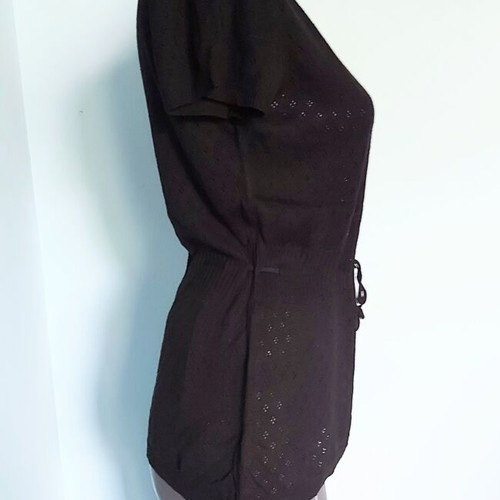Estelle women's lace-look tunic blouse, black, organic cotton knit