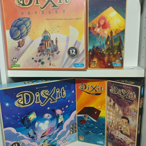 Dixit board game set with 2 games and 3 expansions, Disney Odyssey Quest Memories Harmonies