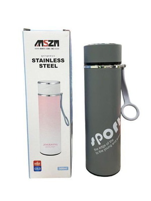 Μπουκάλι θερμός 500mL σε γκρι χρώμα με ένδειξη θερμοκρασίας καινούργιο