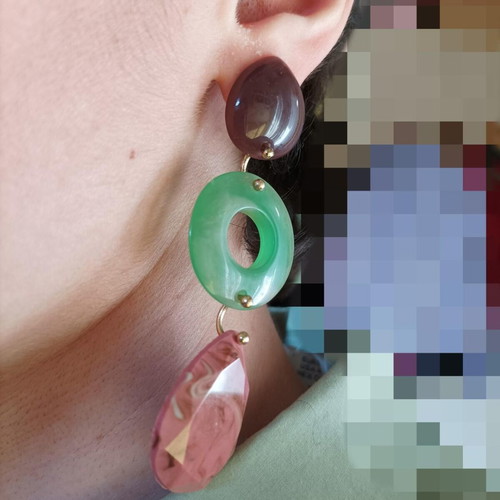 Statement pastel pink green earrings Mango like new