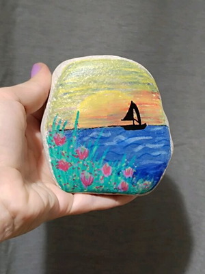 Painted stone new with durable acrylic colors