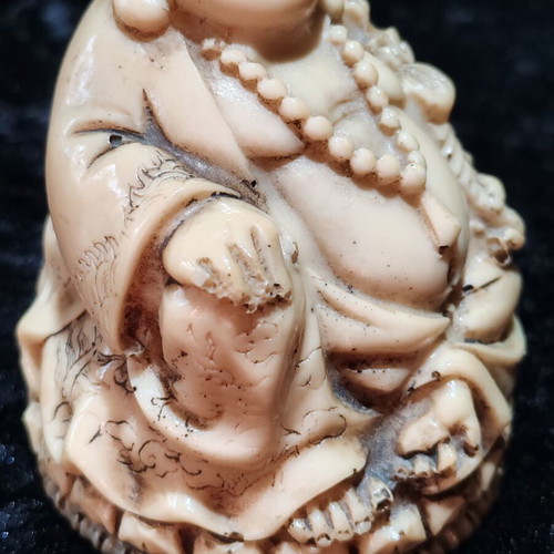 Vintage Laughing Buddha Hotei statue, Shoushan stone