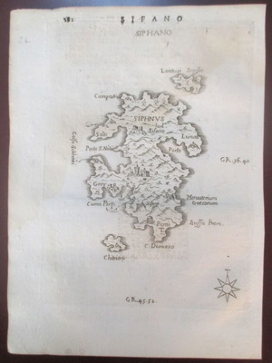 1688 Piacenza Σπάνιος αυθεντικός χάρτης της Σίφνου Sifano μεταχειρισμένος