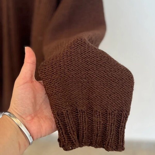Loose knitted top, brown, size M-L