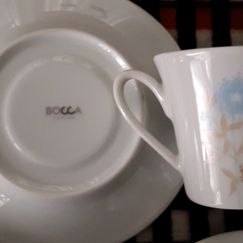 Bocca coffee set used, five porcelain cups with saucers