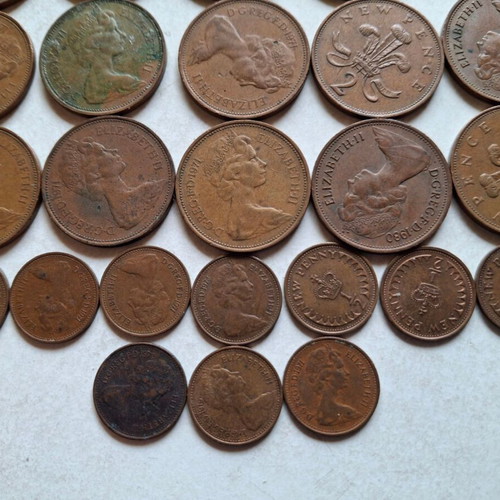 Lot of 43 used British coins pence from Elizabeth II era
