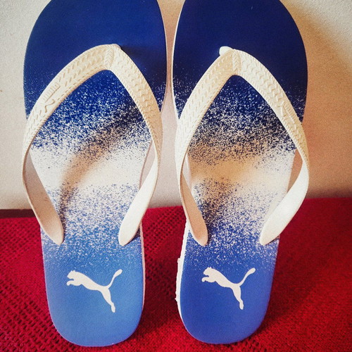 Puma flip-flops size 43 new, white and blue