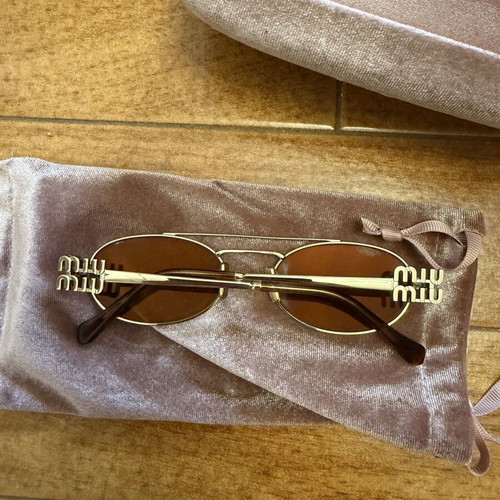 Miu Miu sunglasses, gold, with case, pouch and box