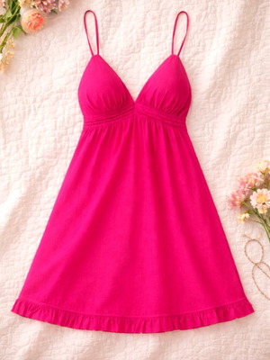 Colors of Benetton fuchsia dress like new, with straps, size S