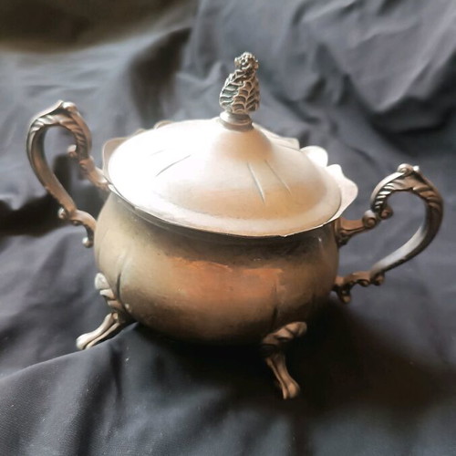 Vintage silver-plated vessel like new, ornate collectible with hallmark