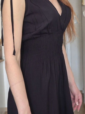 Black office dress like new, thin fabric, sizes M-L-XL