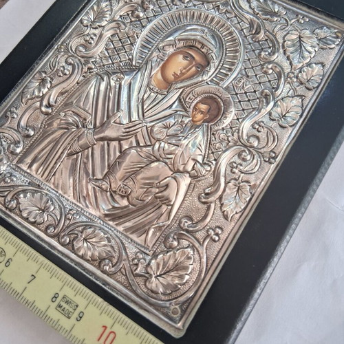 Silver icon of Panagia 950, like new, 16×13.5cm