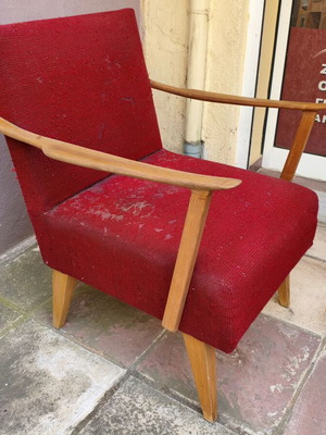 Винтидж датски фотьойл употребяван, нуждае се от тапицерия