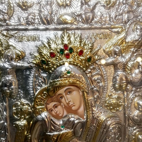 Panagia Axion Esti religious icon with 925 silver, new