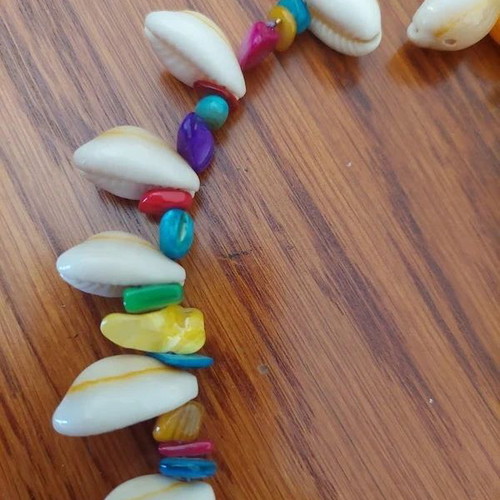 Handmade shell necklace with colorful beads