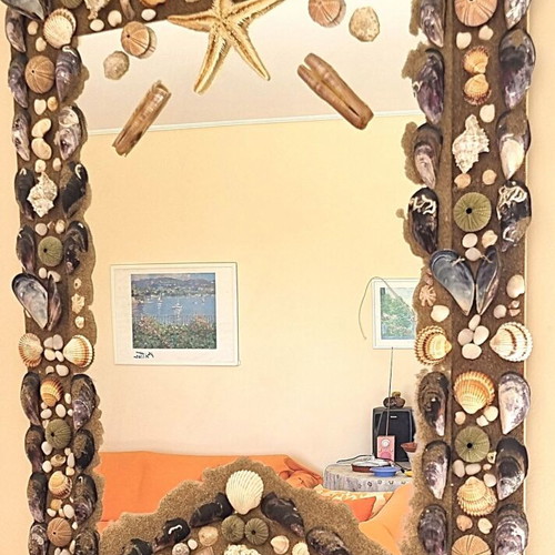 Wall mirror with seashells 66x86cm new