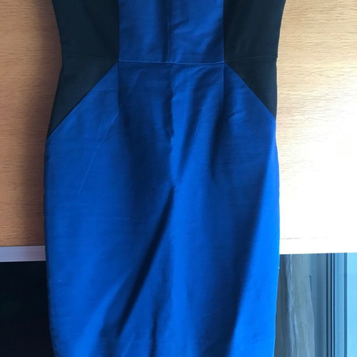 ZARA Dress Medium Two-Tone Blue and Black Used Slim Fit