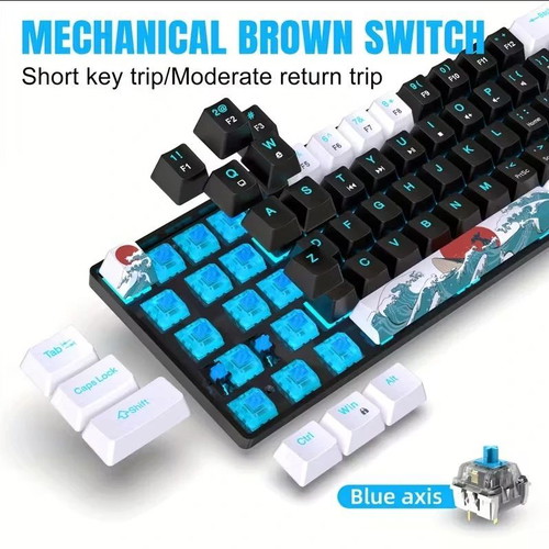 Mechanical Gaming Keyboard 68 Keys with Backlight and Detachable Type-C Cable new