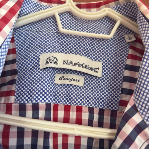 Checked men's shirt like new, size L, white and red