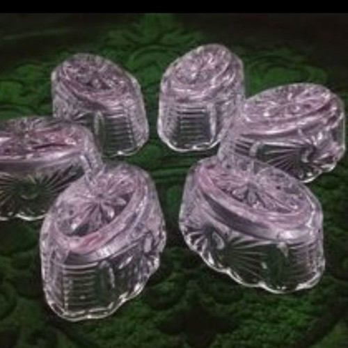 Set of 6 small crystal containers West Germany new