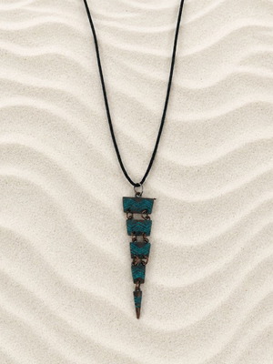 Boho necklace made of zinc and leather, new, 52cm