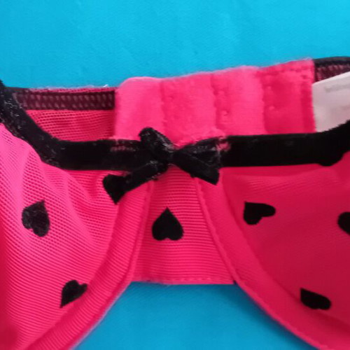 Sexy lingerie set M/74C red with black hearts new