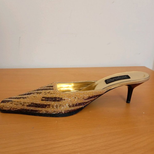 Beaded mules new, 5 cm heel, brand Skondras