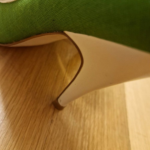 Jessica Simpson peep toe pumps used, size 37, green and white
