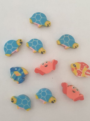 Miniature erasers new, in box