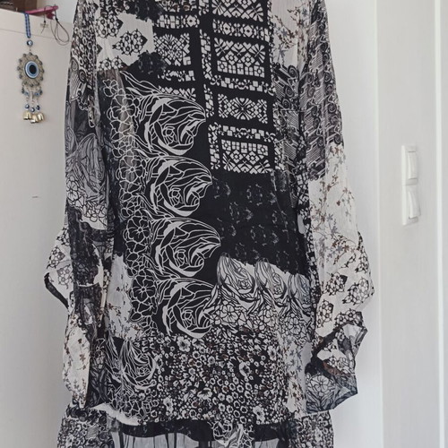 Renato Balestra new short chiffon tunic dress with embroidered sequins and stones