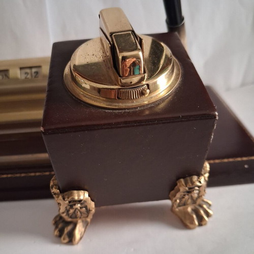 Vintage desk set with lighter and calendar like new, 1970s–80s
