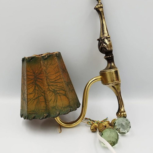 Vintage brass wall lamp used with handmade lampshade