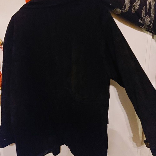 Men's leather suede jacket size Large like new, black