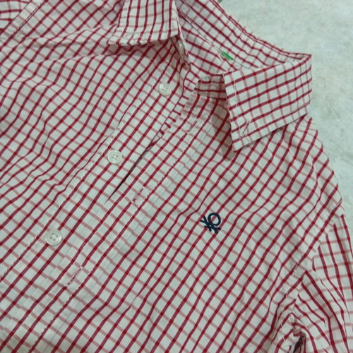 Benetton boys' shirt, like new, red checkered
