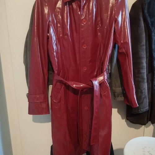 Morgan synthetic leather trench coat used, red, size M